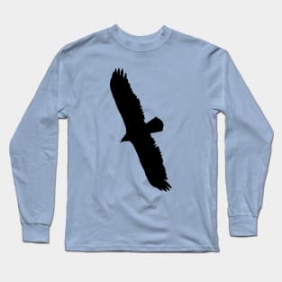 Turkey Vulture Flying Graphic Black Silhouette Long Sleeve T-Shirt